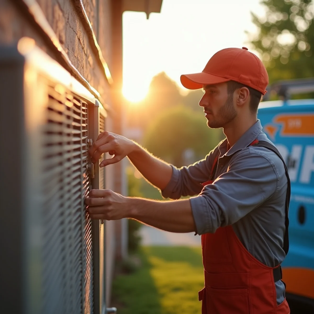 Werth-Aire technician making an emergency AC repair during a Pittsburgh heat wave