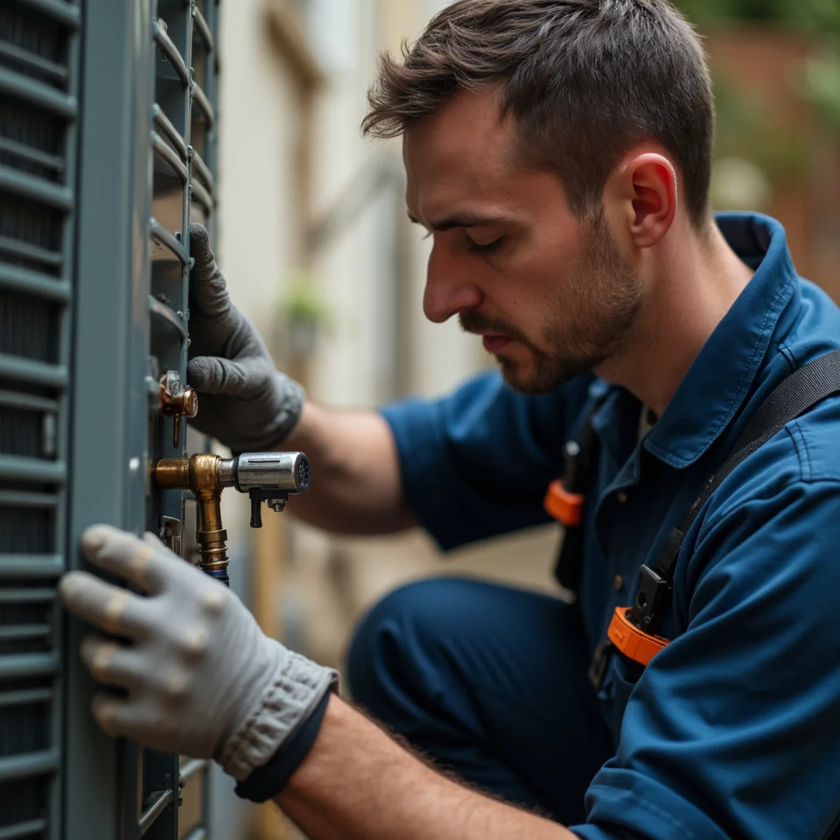 Werth-Aire technician performing heat pump services in a Pittsburgh home