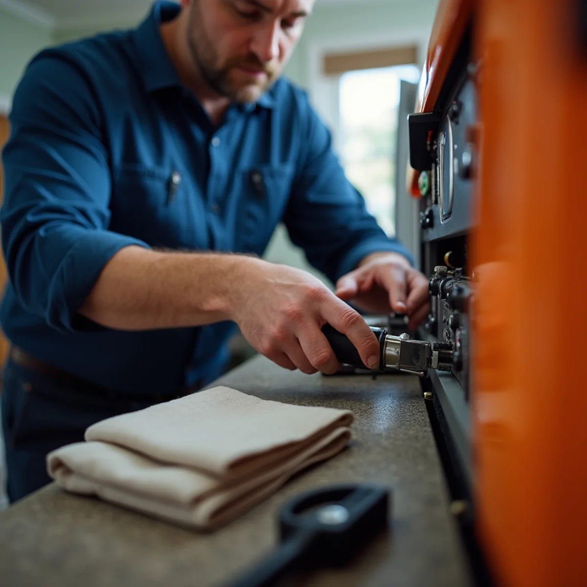 Werth-Aire technician performing no-heat emergency repair in a Pittsburgh home