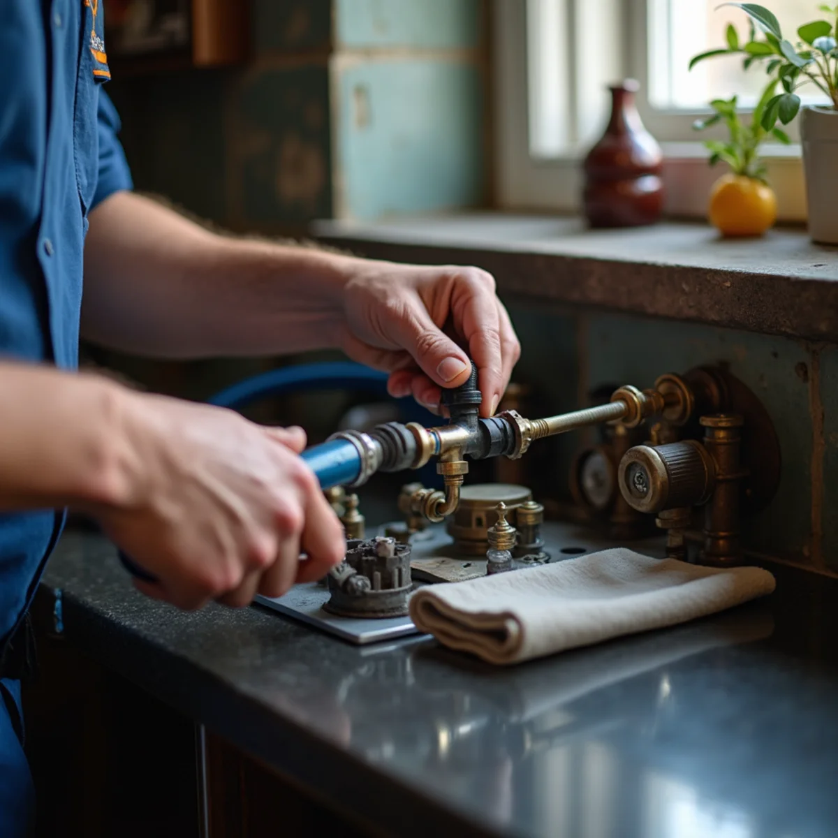 Werth-Aire technician performing oil-to-gas conversion in a Pittsburgh home