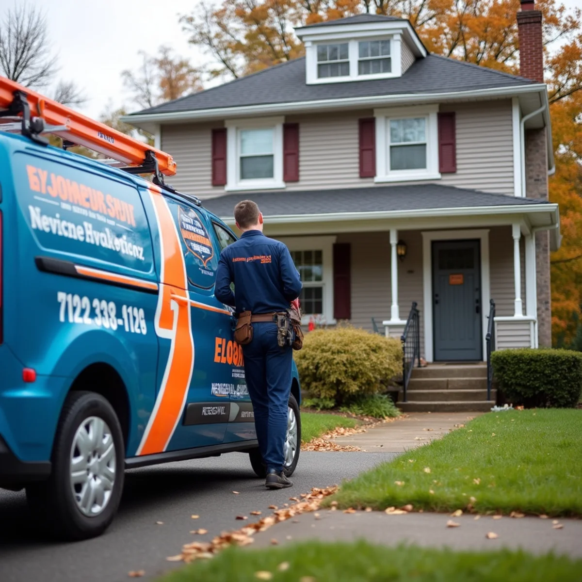 Werth-Aire technician servicing a furnace in an Ellwood City, PA home