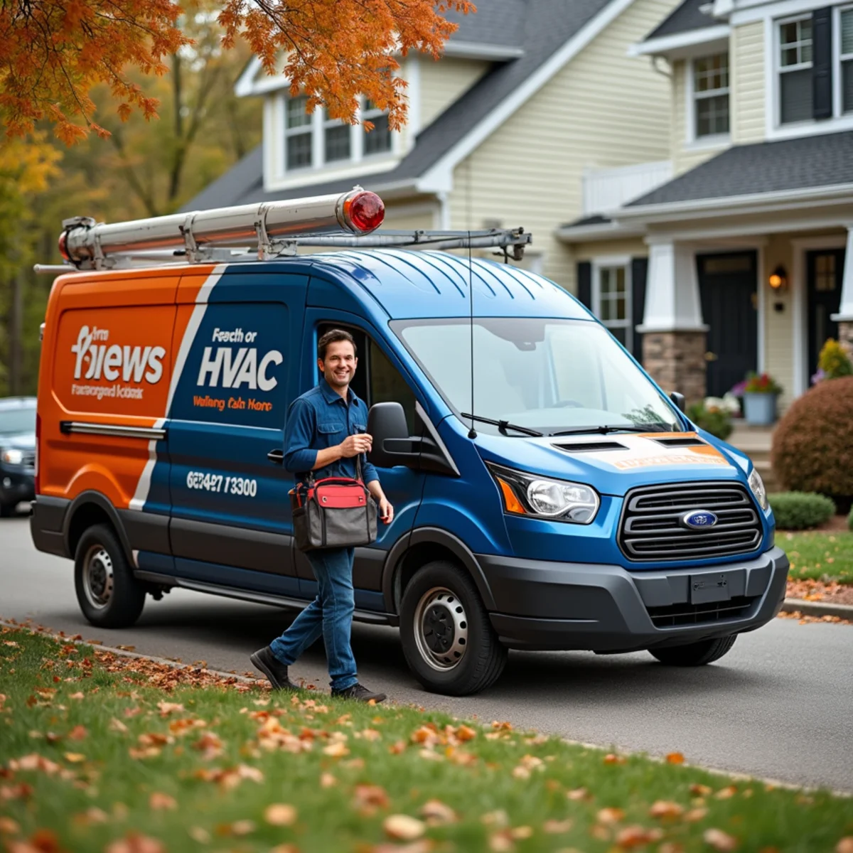Werth-Aire technician servicing an HVAC system at a Shaler Township, PA hillside home